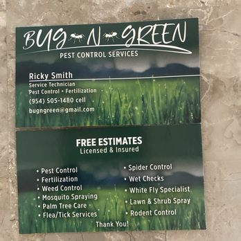 Bug-N-Green - Call Ricky for all your exterminator needs. - Pest Control Near Me - Hollywood, Florida