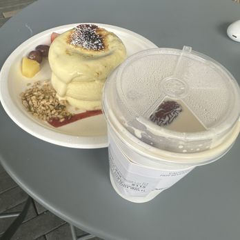 Motto Tea Cafe - Creme Brulee Souffle Pancakes - husband scarfed it down. Brown Sugar Ginger Date Latte - way too sweet (with lowest sweetness) - Desserts Near Me - Pasadena, California Motto Tea Cafe - Creme Brulee Souffle Pancakes - husband scarfed it down. Brown Sugar Ginger Date Latte - way too sweet (with lowest sweetness) - Desserts Near Me - Pasadena, California