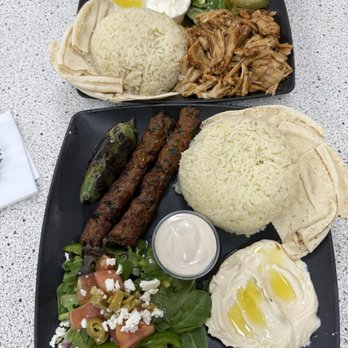 Siraj’s Shawarma - Chicken Shawarma plate (top), kofta plate (bottom) - Mediterranean Near Me - Whittier, California Siraj’s Shawarma - Chicken Shawarma plate (top), kofta plate (bottom) - Mediterranean Near Me - Whittier, California