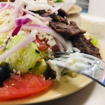 The Lucky Greek - Gyro Greek Salad ask for tzatziki sauce - Greek Near Me - Riverside, California The Lucky Greek - Gyro Greek Salad ask for tzatziki sauce - Greek Near Me - Riverside, California