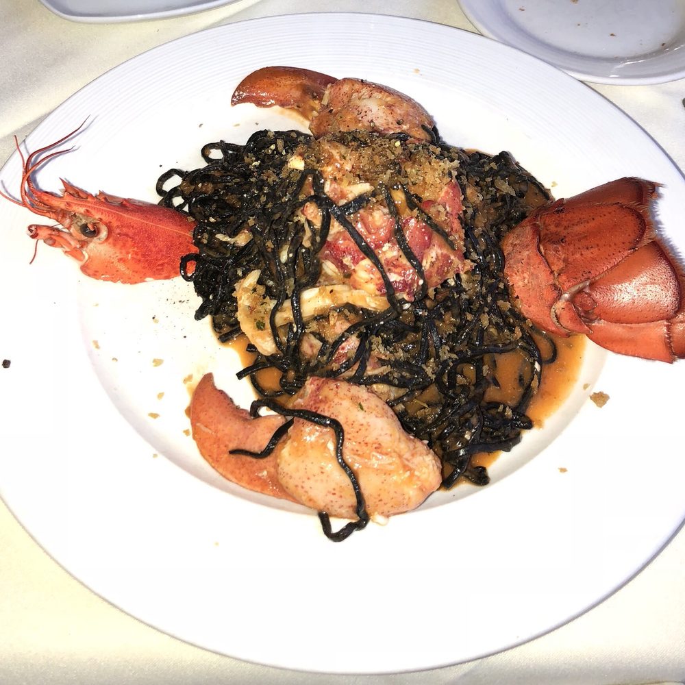 Cafe Panache - Squid ink pasta with lobster plum tomato sauce EXCELLENT! - Salad Near Me - Ramsey, New Jersey Cafe Panache - Squid ink pasta with lobster plum tomato sauce EXCELLENT! - Salad Near Me - Ramsey, New Jersey