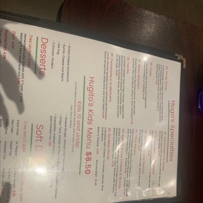 Menu photo 3 Hugo's Mexican Grill and Cantina Red Oak, TX
