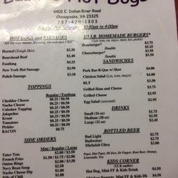 Lulu's Hot Dogs - Menu as of 9/29/16
