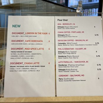 Document Coffee Bar - New menu - Coffee & Tea Near Me - Los Angeles, California Document Coffee Bar - New menu - Coffee & Tea Near Me - Los Angeles, California