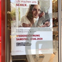Rossmann - Renovierung vom 12. bis 26. Juni Renovation from June 12th to June 26th.
