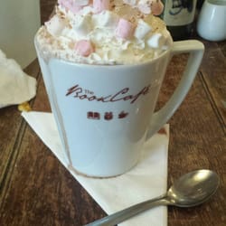 The Book Cafe - Hotchocolate with cream marshmellows and a flake. Beautiful!