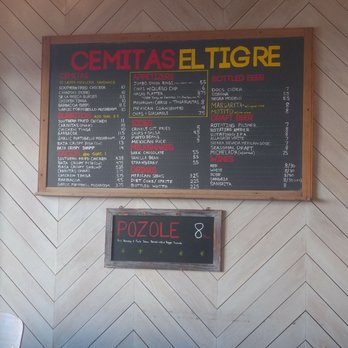 Cemitas El Tigre - Menu - prices as of Winter/Spring 2018. - Mexican Near Me - Sunnyside, New York