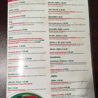 Menu photo 2 Garcia's Mexican Kitchen Portage, MI