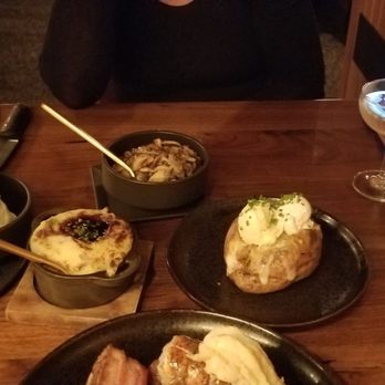 Ore House - Loaded baked potatoe, $8, mashed potatoes with demi glace, $8 and sauteed mushrooms, $10. - Steakhouses Near Me - Durango, Colorado