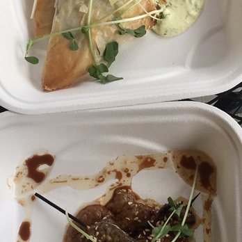 Arrowleaf Bistro - Spanokopita ($10) above; Lemongrass Beef Satay ($14) below. - New American Near Me - Winthrop, Washington Arrowleaf Bistro - Spanokopita ($10) above; Lemongrass Beef Satay ($14) below. - New American Near Me - Winthrop, Washington