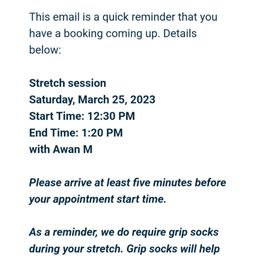 This is the confirmation email verify that my appointment was at 12:30