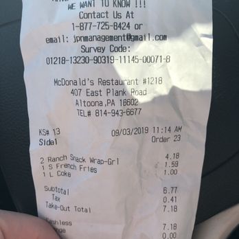 McDonald's - What I ordered - Fast Food Near Me - Altoona, Pennsylvania McDonald's - What I ordered - Fast Food Near Me - Altoona, Pennsylvania