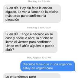 This is the convo letting me know that someone was sent without notifying me while I was in urgent care. This is the convo letting me know that someone was sent without notifying me while I was in urgent care.