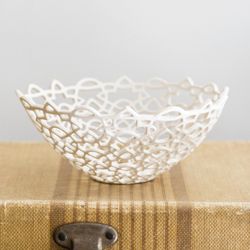 Isabelle Abramson Porcelain - Carved Porcelain Fleur de Lis and Loop Bowl. https://www.isabelleabramson.com/shop/1br7f3ykz3d3e7oc629ahdurkrvz2o