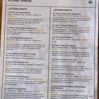 Levity Brewing - Beer Menu - August 2023 - Brewpubs Near Me - Altoona, Pennsylvania