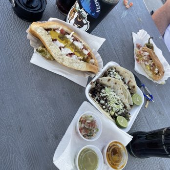 Hermanos Hotdogs, Tacos - Sonoran Dogs, steak tacos and coca colas for two. $24 & yummy! - Street Vendors Near Me - Tucson, Arizona