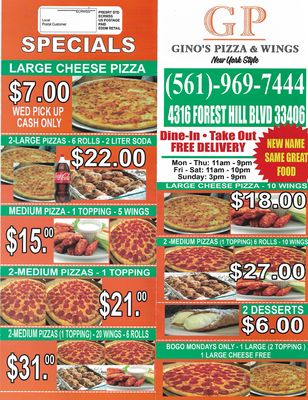 Menu photo 4 Gino's Pizza Palm Springs, FL