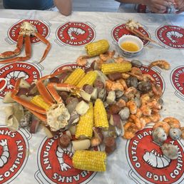 Seafood Boil with shrimp, crab and clams.