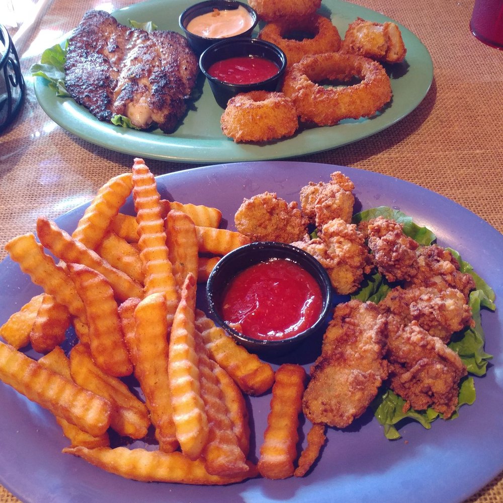The Cajun Corner On Broad - Blackened grouper (top) Fried oysters (bottom) - New American Near Me - Eufaula, Alabama The Cajun Corner On Broad - Blackened grouper (top) Fried oysters (bottom) - New American Near Me - Eufaula, Alabama