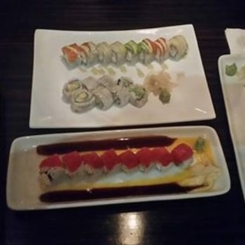 BarChi Sushi - From left to right Kill Bill Roll..Cherry Blossom Roll...and Fahrenheit Roll...At the top Nemo Roll with Shrimp and Avocado underneath. - Sushi Bars Near Me - Austin, Texas