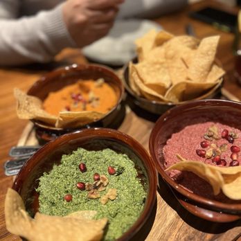 Deda Restaurant - Appetizer dip. Bell pepper, beet and spinach. The roasted red bell pepper mixture was addicting paired with the Georgian bread. - Georgian Near Me - Pasadena, California Deda Restaurant - Appetizer dip. Bell pepper, beet and spinach. The roasted red bell pepper mixture was addicting paired with the Georgian bread. - Georgian Near Me - Pasadena, California