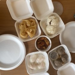 888 Dim Sum & Noodle - Beefballs, shrimp wontons, shrimp and seafood dumplings and bbq pork buns