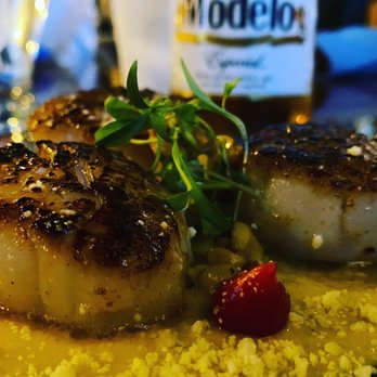 Cantina - Corn and Scallops teardrop pepper corn Crema cojita cheese micro cilantro - Mexican Near Me - Ocala, Florida Cantina - Corn and Scallops teardrop pepper corn Crema cojita cheese micro cilantro - Mexican Near Me - Ocala, Florida