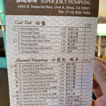Super Juicy Dumplings - Menu as of 03/2019 - Dim Sum Near Me - Brea, California Super Juicy Dumplings - Menu as of 03/2019 - Dim Sum Near Me - Brea, California