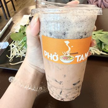 Pho Tango - House special milk tea- has grass jelly as topping. The Oreo cream was too overpowering to taste the tea. Also too sweet for our liking - Vietnamese Near Me - Auburn, Washington Pho Tango - House special milk tea- has grass jelly as topping. The Oreo cream was too overpowering to taste the tea. Also too sweet for our liking - Vietnamese Near Me - Auburn, Washington