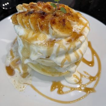 Cloud Nine Cafe Hawaii - Coconut banana crème brûlée soufflé pancakes. - Desserts Near Me - Honolulu, Hawaii