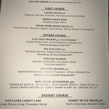 Ocean Prime - Restaurant week menu - Seafood Near Me - Phoenix, Arizona
