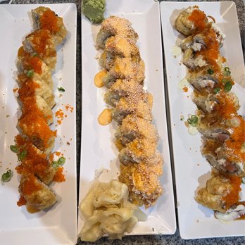 Cha Cha Sushi - Crab meets crab sushi (middle) , Golden California roll ( right) - Sushi Bars Near Me - San Jose, California