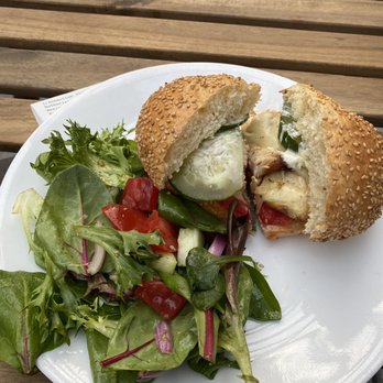 Fresh Salt - Grilled chicken sandwich with side of salad ($14) - Bars Near Me - New York, New York