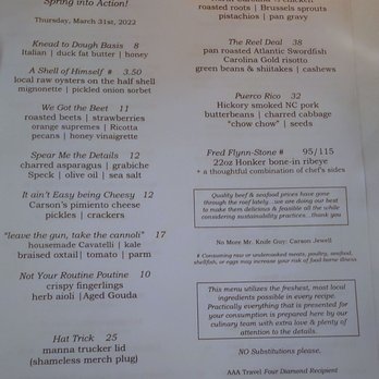 manna - Food menu 3/31/22 - New American Near Me - Wilmington, North Carolina