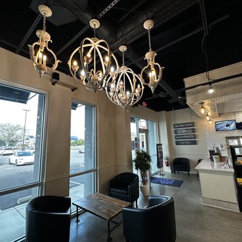 PJ's Coffee - Nice classy interior.  Love the chandeliers! - Coffee & Tea Near Me - Mobile, Alabama