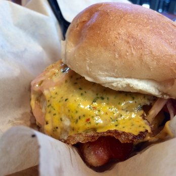 The Stand - American Classics Redefined - Close up of The Ultimate Egg Burger - New American Near Me - Pasadena, California
