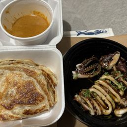 K11. Indian Pancake and K10. Grilled Calamari K11. Indian Pancake and K10. Grilled Calamari