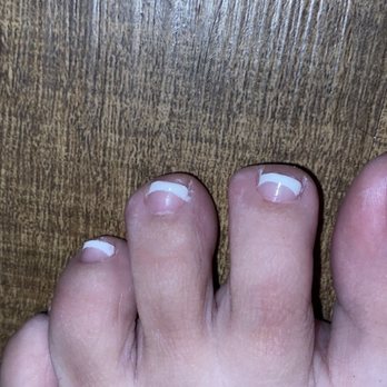 A & A Nails - See how they cut wayyyy too much making my toes look bad !!!! NOT SQUARED!!! - Nail Salons Near Me - Bermuda Dunes, California