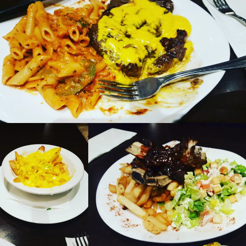 Kara Mia - Bbqribs Steak with saffron sauce Rose pasta Saffron poutine and cesar salad.Excellent Food quality - Halal Near Me - Markham, Ontario Kara Mia - Bbqribs Steak with saffron sauce Rose pasta Saffron poutine and cesar salad.Excellent Food quality - Halal Near Me - Markham, Ontario