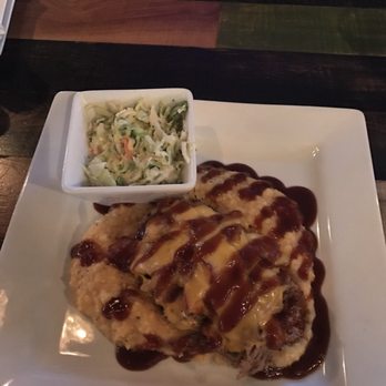Lunch. Supper! - Loaded Chicken entree with cheesy grits and brussel slaw. - New American Near Me - Richmond, Virginia
