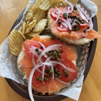 Café Crème - Salmon lox on everything bagel | IG: @jenns.noms - Coffee & Tea Near Me - Austin, Texas