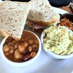 Adam's Taphouse and Grille Severna Park - Italian cold cut sandwich on rye, bbq beans, coleslaw