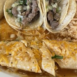 Street tacos and cheese enchilada Street tacos and cheese enchilada