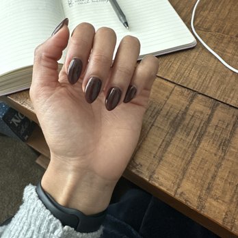 Herbal Nails & Spa - Arcadia - Obsessed with this shape and chocolate color - Nail Salons Near Me - Phoenix, Arizona