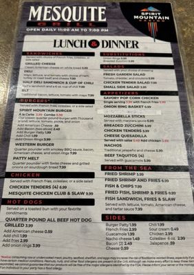 Menu photo 1 Mesquite Grill Mohave Valley, AZ