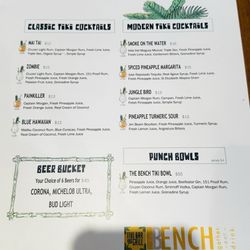 Tiki Bar & Grill - Tiki drink menu. 7/18/25. Painkiller good, mai tai weird. Tiki vibes mid.