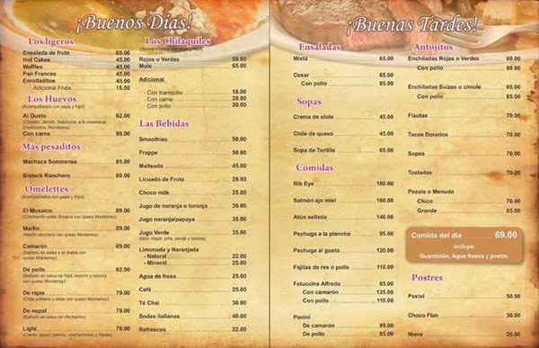 Menu photo 1 El Mosaico Tijuana, BCN