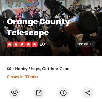 Orange County Telescope - Yelp says they are open. They are not open. - Hobby Shops Near Me - Santa Ana, California Orange County Telescope - Yelp says they are open. They are not open. - Hobby Shops Near Me - Santa Ana, California