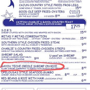 Catfish Charlie's - Nice touch with the Bayou Teche (tesh) reference. Heart of Acadiana like New Iberia, La. - Seafood Near Me - Corpus Christi, Texas Catfish Charlie's - Nice touch with the Bayou Teche (tesh) reference. Heart of Acadiana like New Iberia, La. - Seafood Near Me - Corpus Christi, Texas