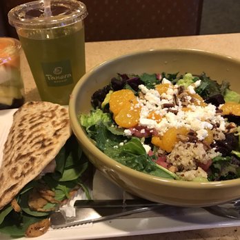 Panera Bread - Beet & citrus salad, fruit cup, chicken bbq flat bread & green tea. I could only eat half if this. My stomach has Shrunk!! - Sandwiches Near Me - Puyallup, Washington